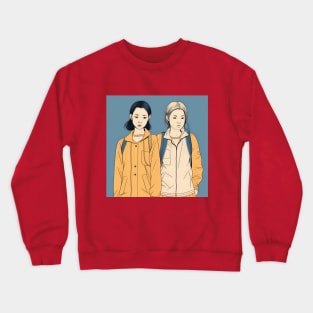 Two Asian Hipster Young Female Friends Crewneck Sweatshirt